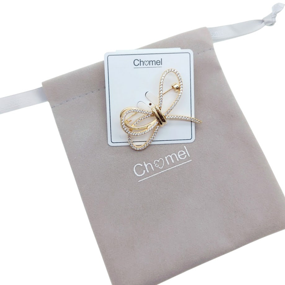 Ribbon Cubic Zirconia Brooch