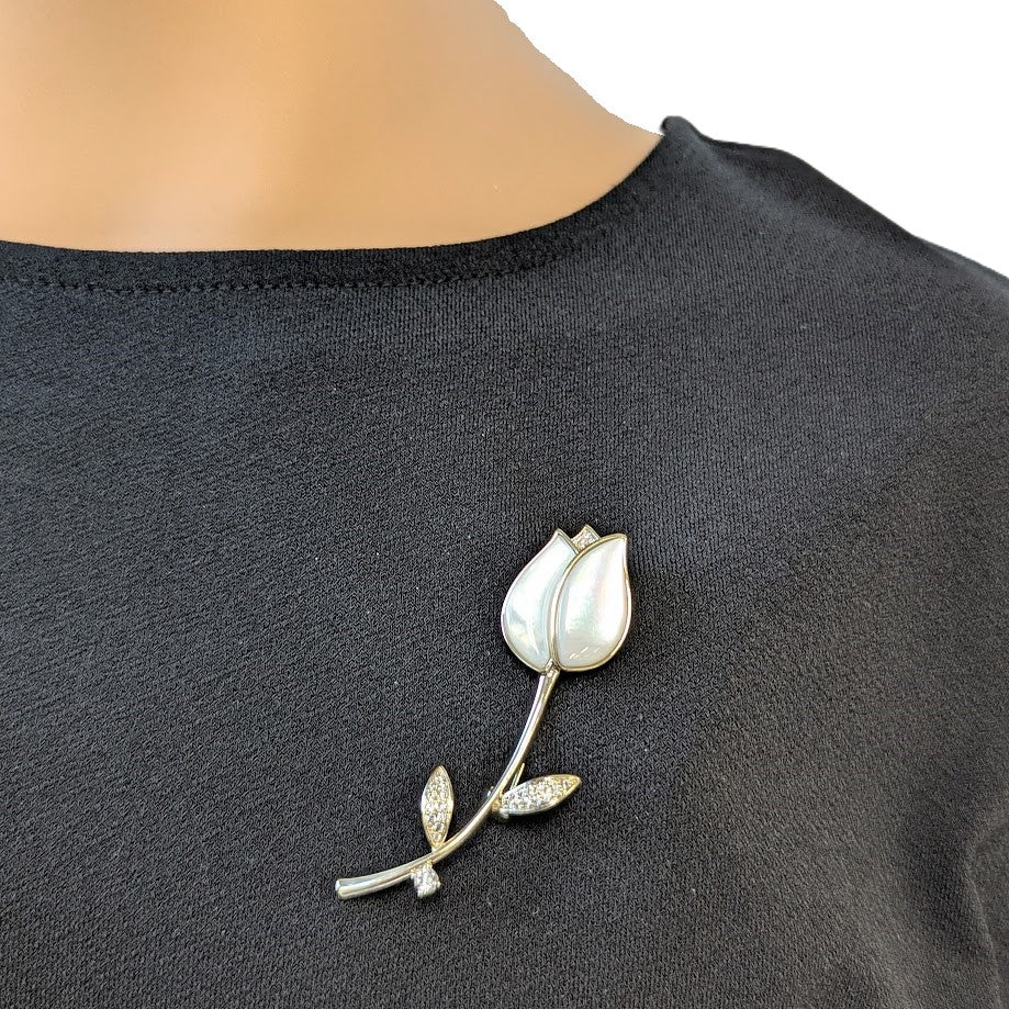 Tulip Flower Cubic Zirconia Brooch