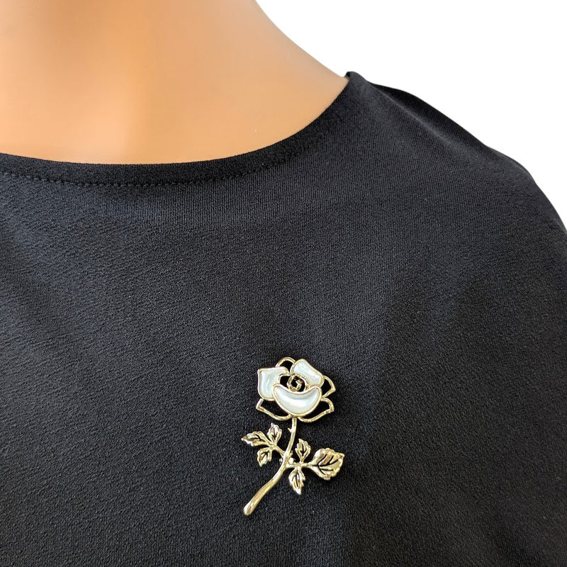 Rose Flower Mother Of Pearl Brooch