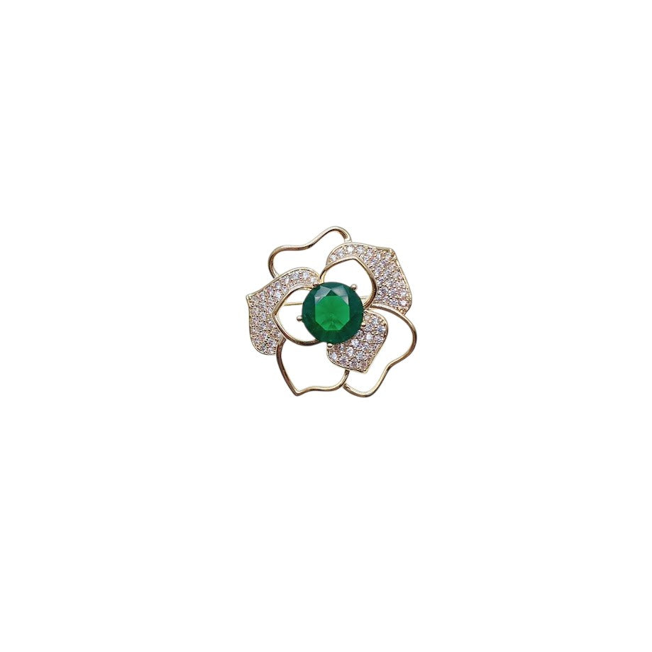 Flower Cubic Zirconia Brooch