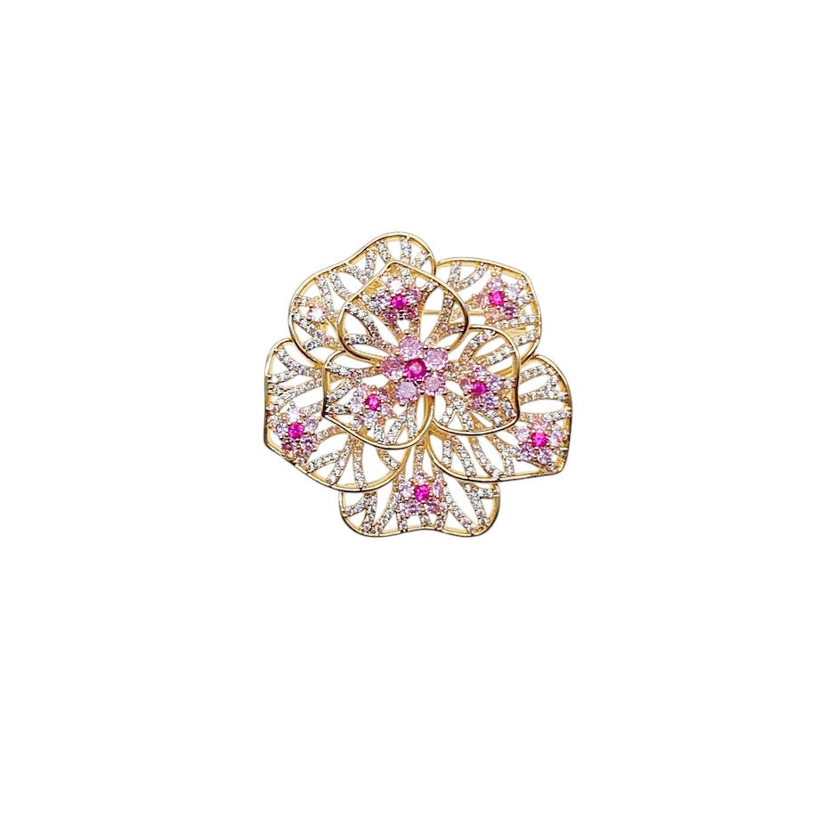 Flower Cubic Zirconia Brooch