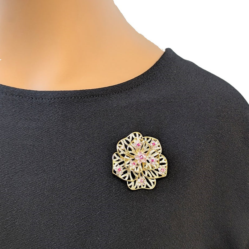 Flower Cubic Zirconia Brooch