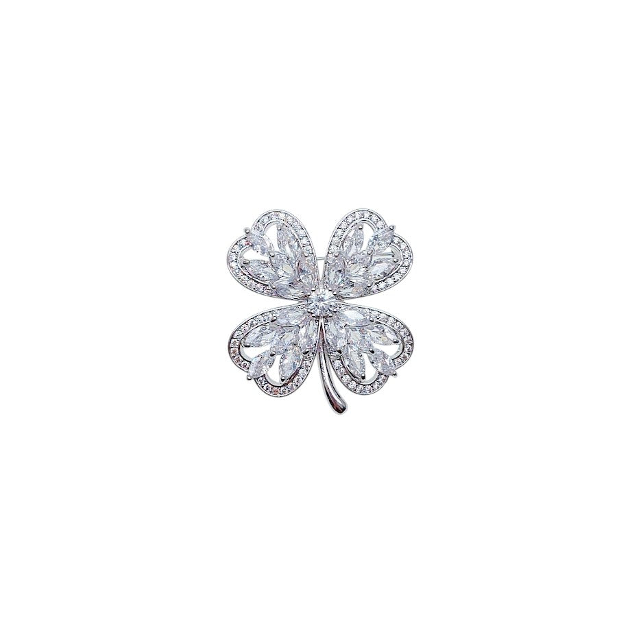 4 Leaf Clover Cubic Zirconia Brooch - CHOMEL