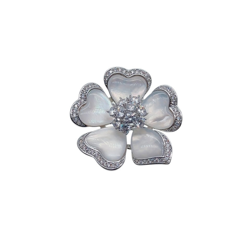 Flower Cubic Zirconia & Mother of Pearl Brooch - CHOMEL
