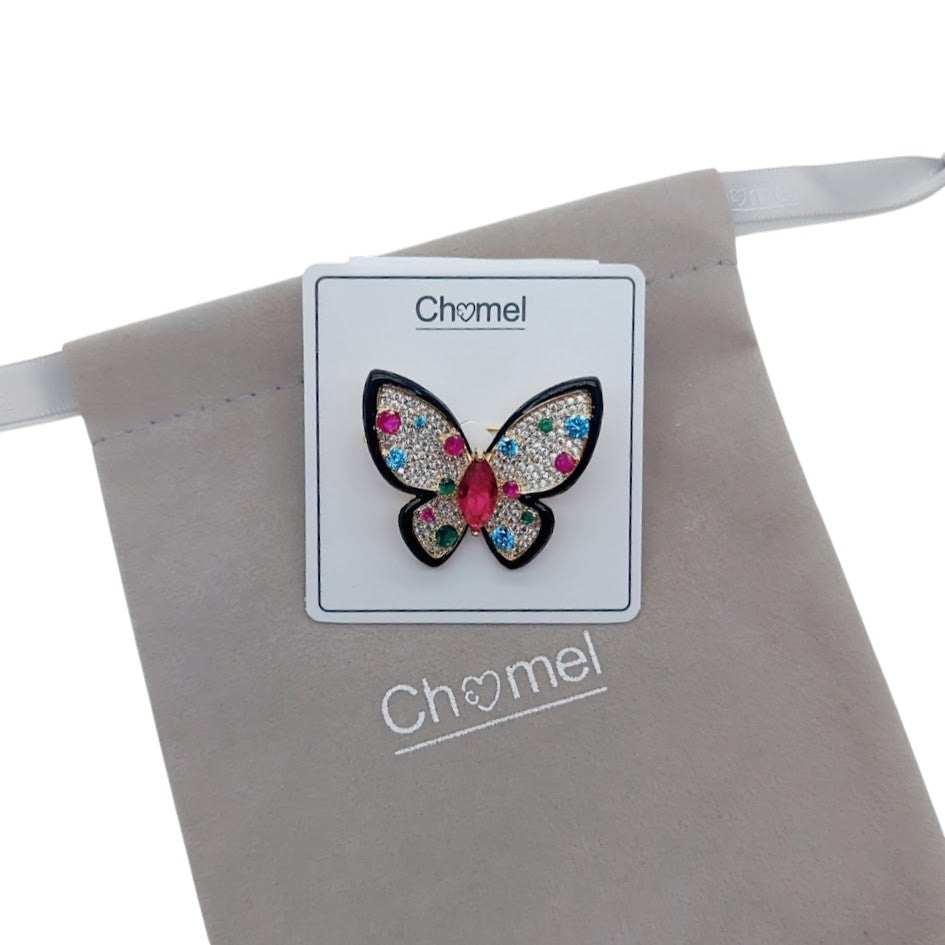 Butterfly Cubic Zirconia Brooch - CHOMEL