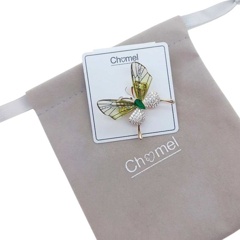 Butterfly Cubic Zirconia Brooch - CHOMEL