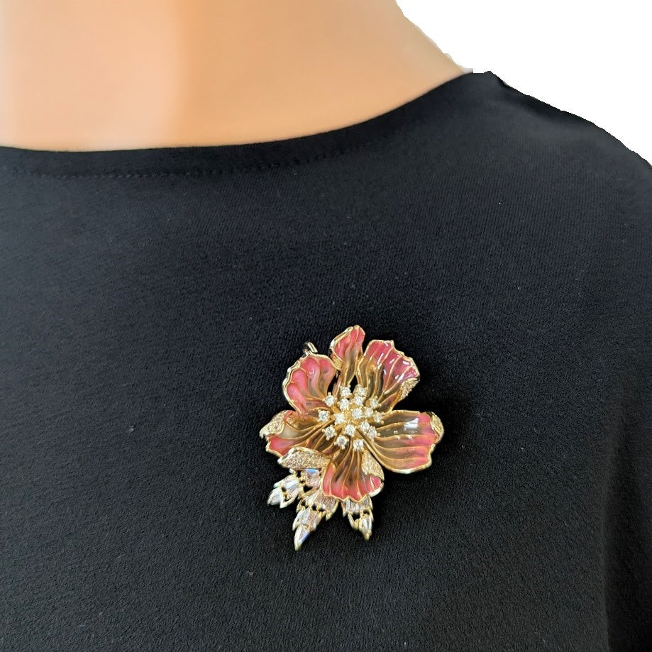 Flower Cubic Zirconia Brooch