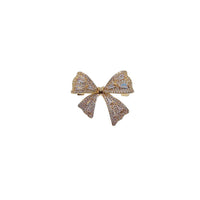 Gold plated ribbon cubic zirconia brooch with C clasp closure and sparkling stones