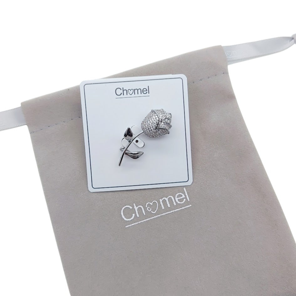 Flower Cubic Zirconia Brooch - CHOMEL
