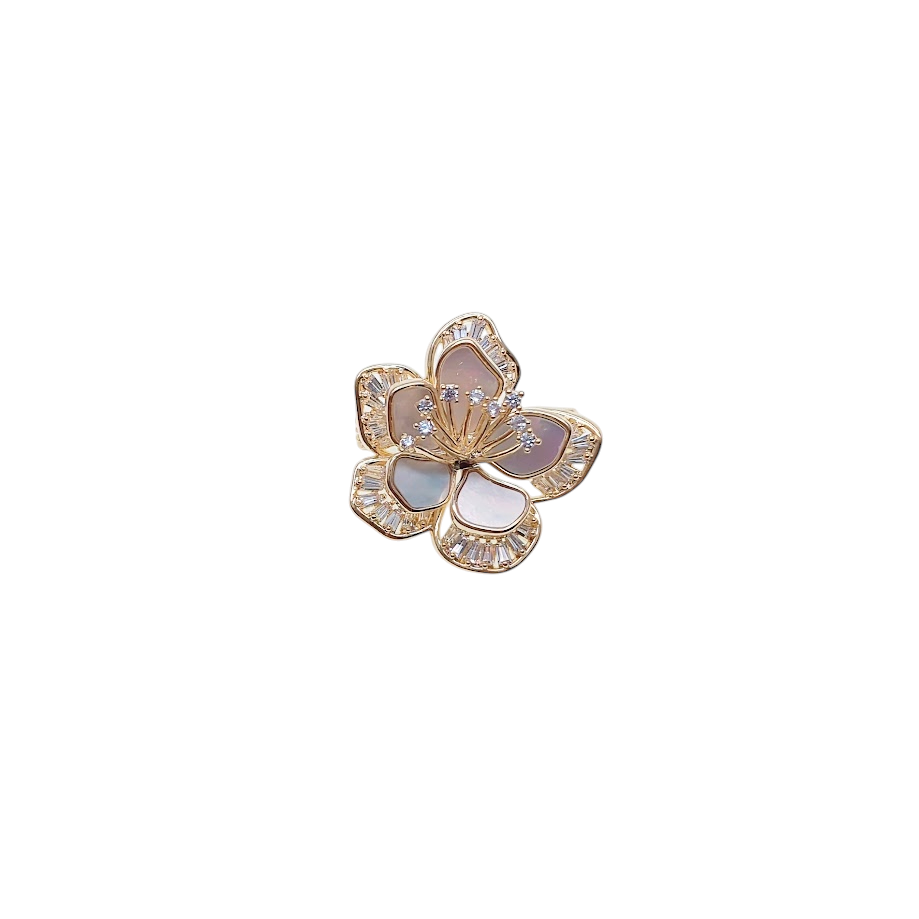 Flower Cubic Zirconia & Mother of Pearl Brooch