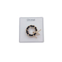 Circle Cubic Zirconia and Enamel Brooch