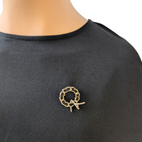 Circle Cubic Zirconia and Enamel Brooch