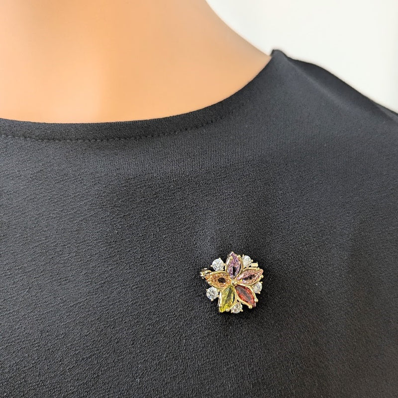 Flower Cubic Zirconia Brooch