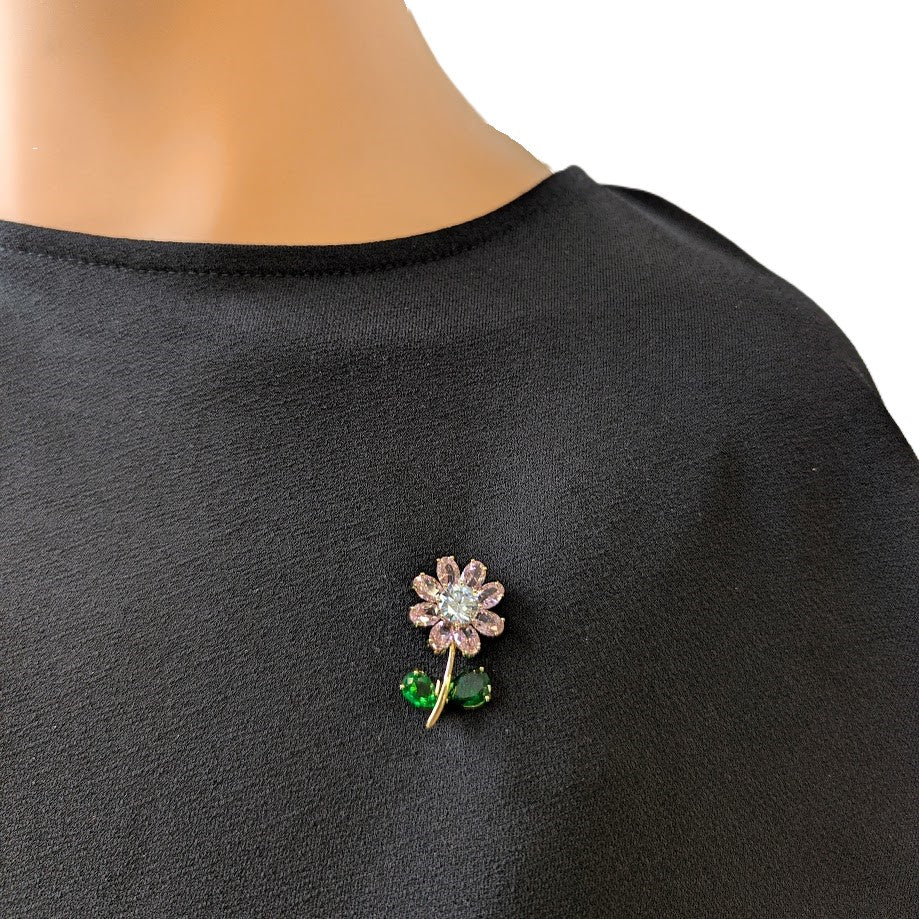 Flower Cubic Zirconia Brooch