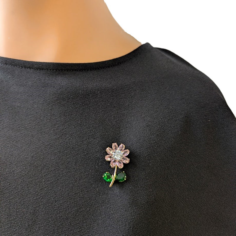 Flower Cubic Zirconia Brooch