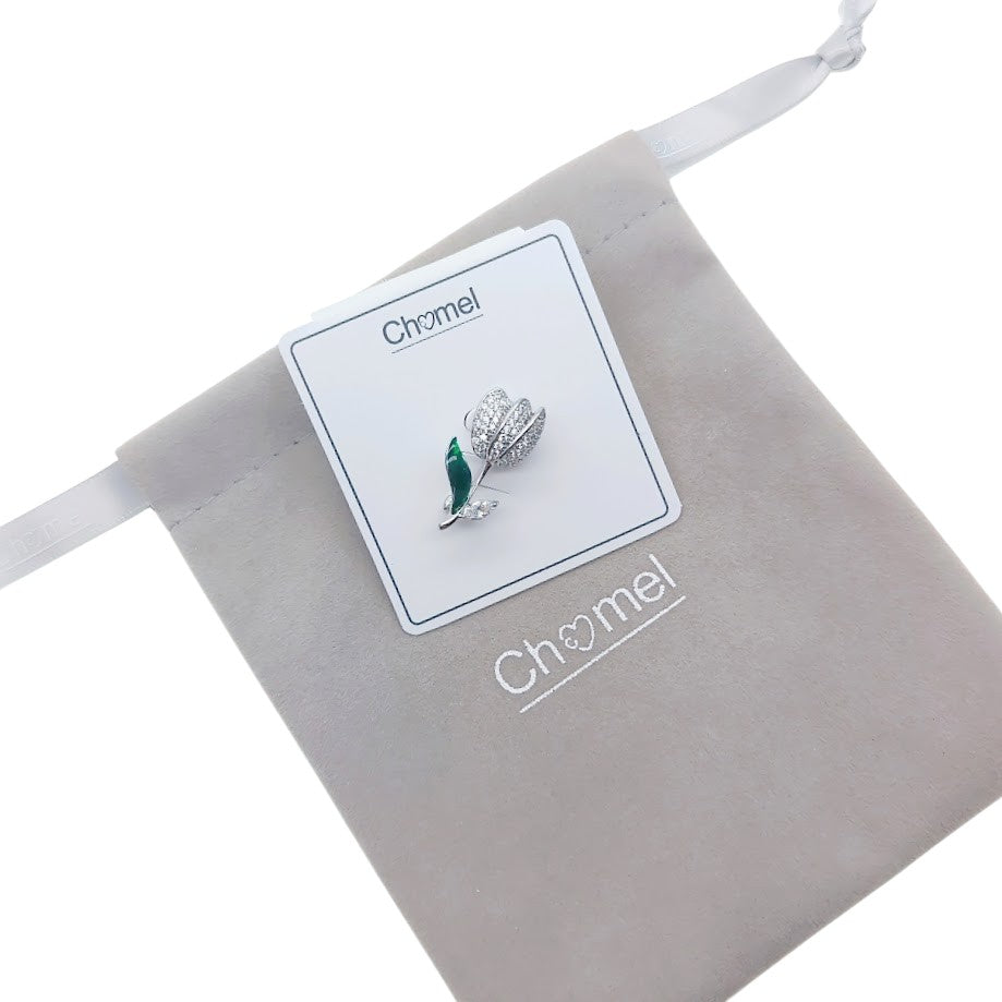 Tulip Flower Cubic Zirconia Brooch - CHOMEL
