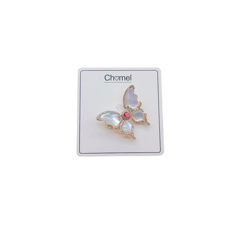 Butterfly Cubic Zirconia & Mother of Pearl Brooch