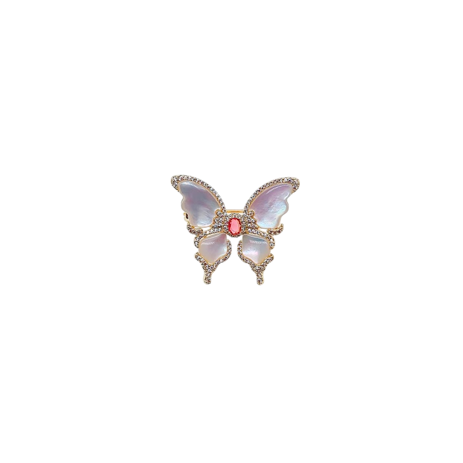 Butterfly Cubic Zirconia & Mother of Pearl Brooch