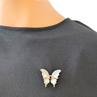 Butterfly Cubic Zirconia & Mother of Pearl Brooch