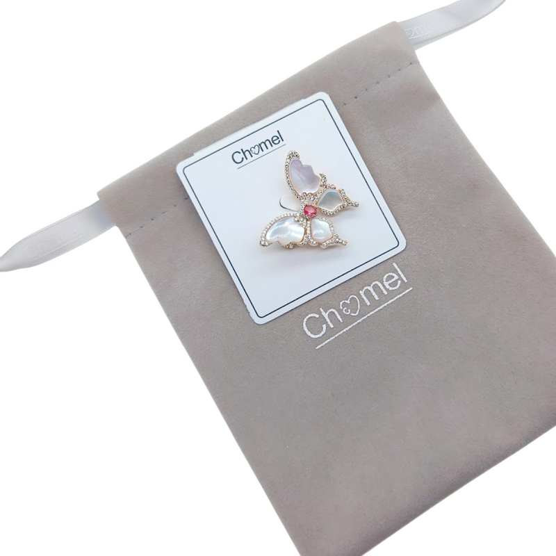 Butterfly Cubic Zirconia & Mother of Pearl Brooch