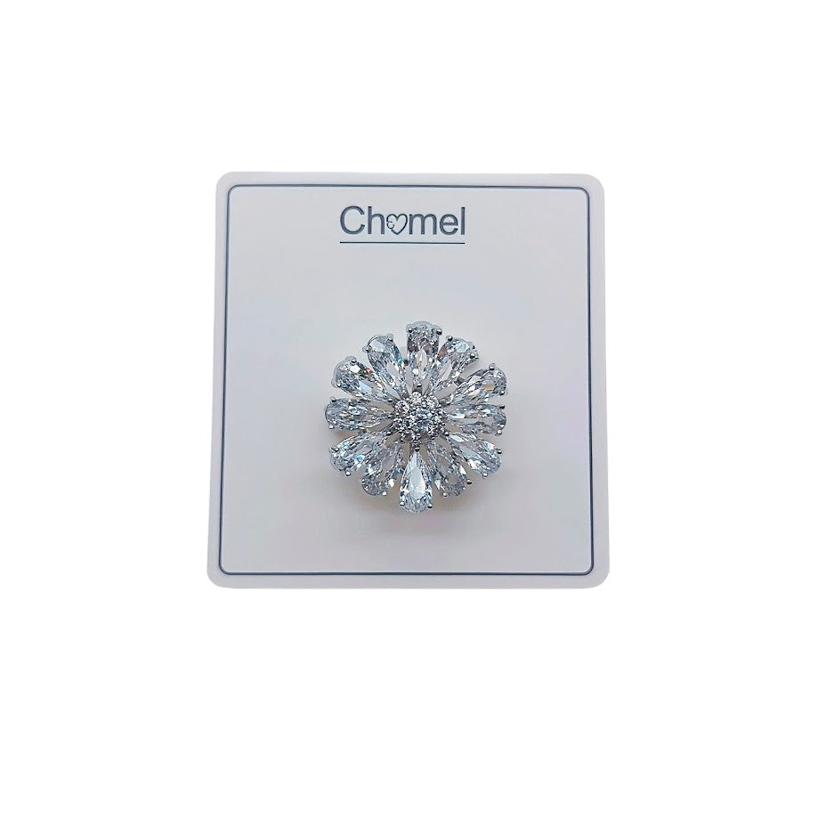 Flower Cubic Zirconia Brooch - CHOMEL