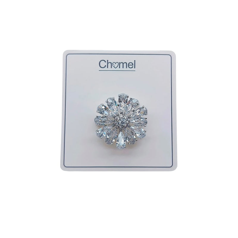 Flower Cubic Zirconia Brooch - CHOMEL