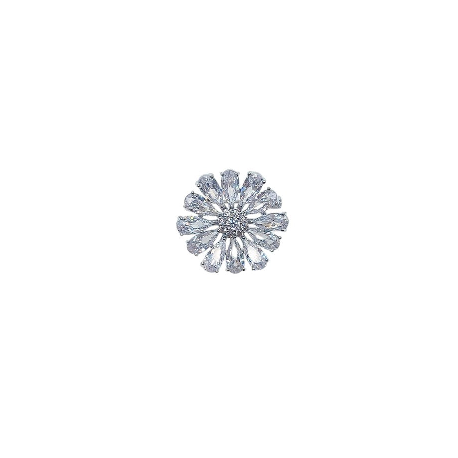 Flower Cubic Zirconia Brooch - CHOMEL