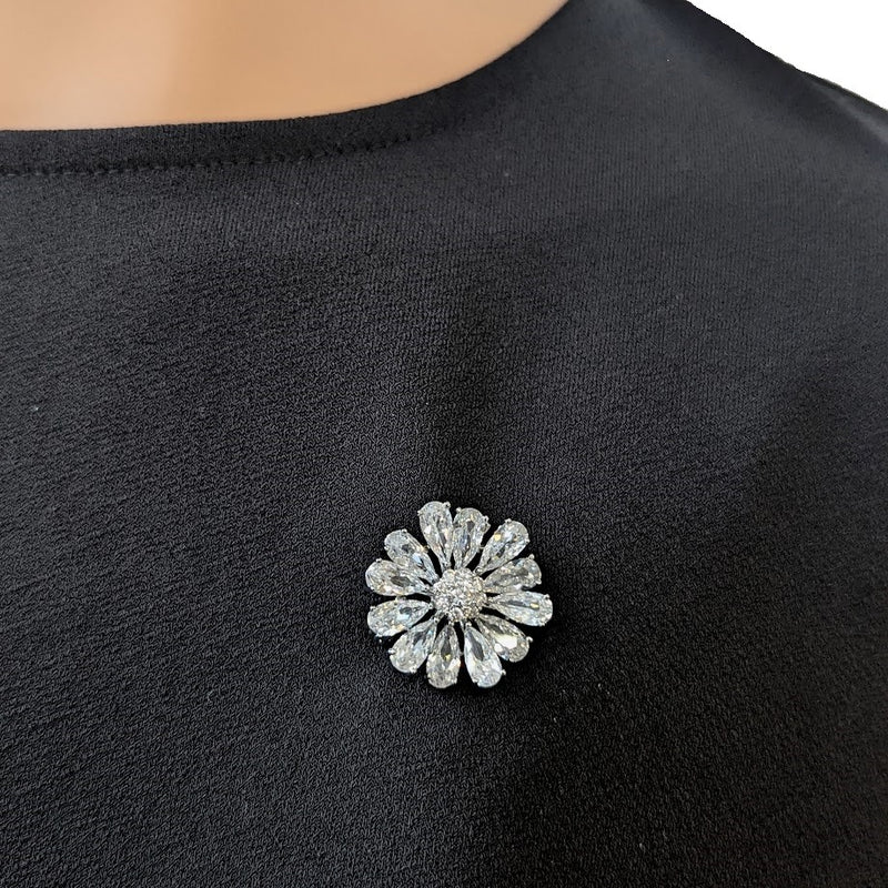 Flower Cubic Zirconia Brooch - CHOMEL