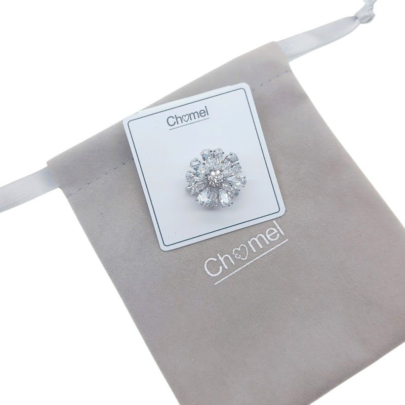 Flower Cubic Zirconia Brooch - CHOMEL