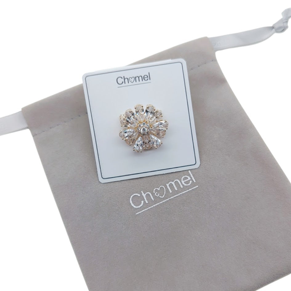 Flower Cubic Zirconia Brooch - CHOMEL