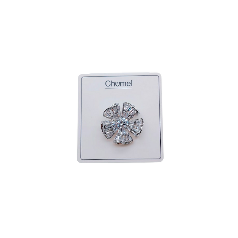 Flower Cubic Zirconia Brooch - CHOMEL