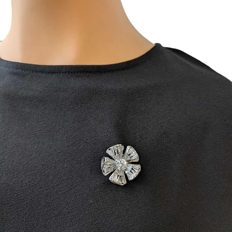 Flower Cubic Zirconia Brooch - CHOMEL