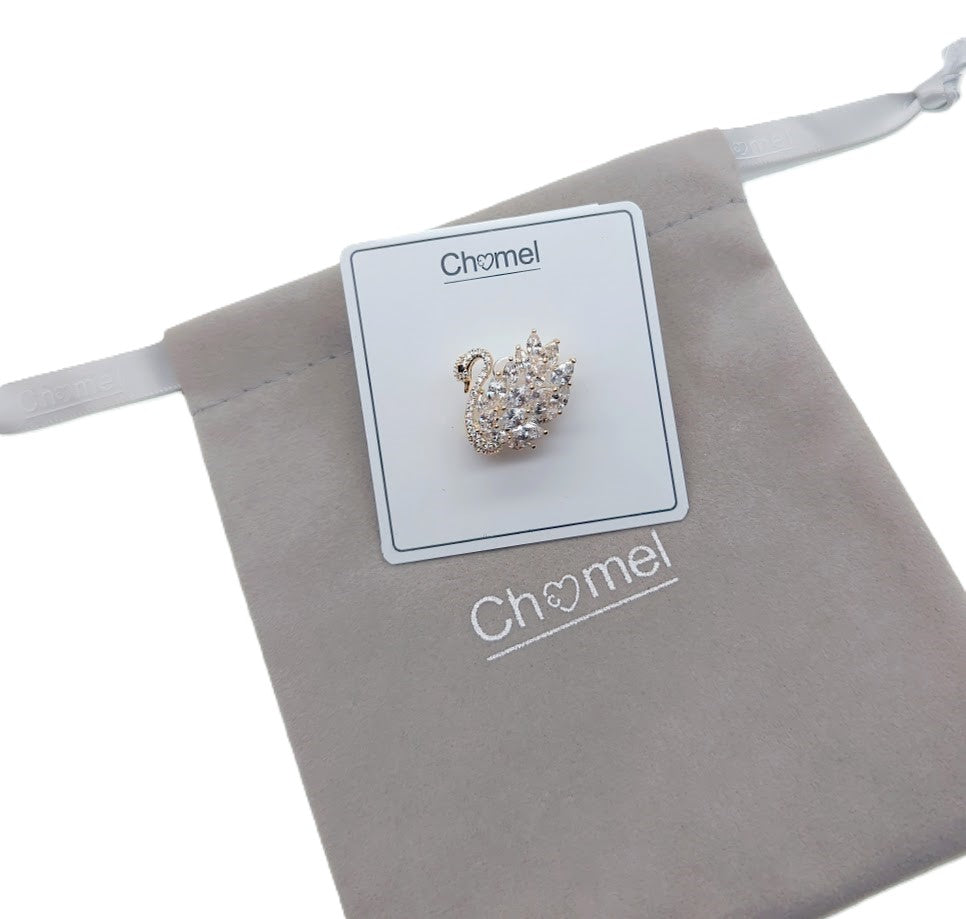 Swan Cubic Zirconia Brooch - CHOMEL