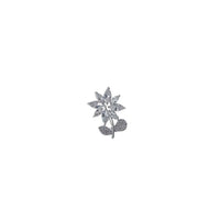 Flower cubic zirconia brooch with sparkling stones and rhodium plating