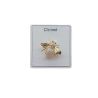 Golden bee brooch with sparkling cubic zirconia, gold plated, 2.1cm x 2.8cm, pin clasp closure