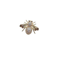 Golden bee brooch with sparkling cubic zirconia and gold plating, 2.1cm x 2.8cm, pin clasp closure