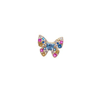 Gold plated butterfly cubic zirconia brooch with colored stones and pin clasp closure