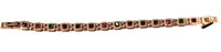Cubic zirconia bracelet with 5mm colorful square stones and rosegold plated finish