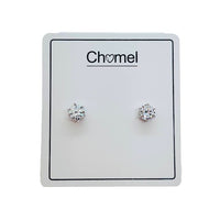 7mm Cubic Zirconia Solitaire Stud Earring - CHOMEL