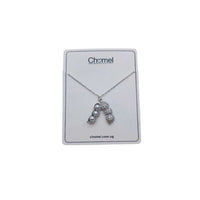 Peanut Cubic Zirconia Necklace with pearl pendant and rhodium finish