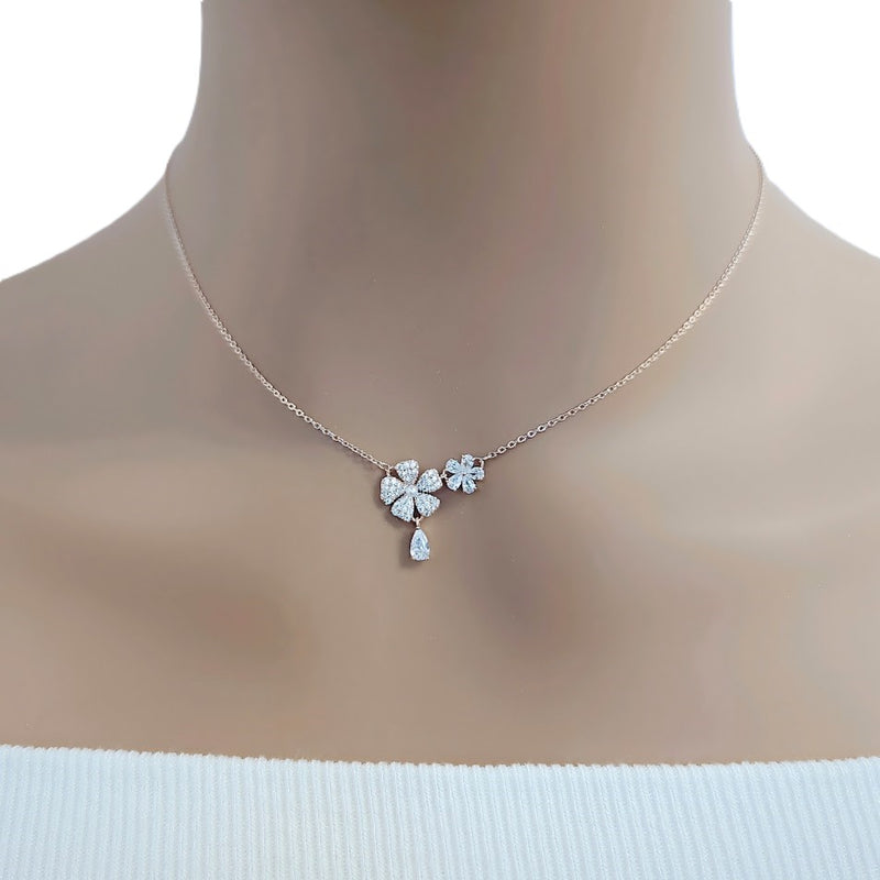 Flower Cubic Zirconia Necklace - CHOMEL