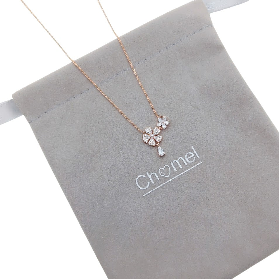 Flower Cubic Zirconia Necklace - CHOMEL