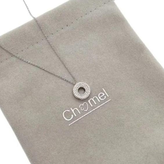 Round Cubic Zirconia Necklace & Stud Earring Set - CHOMEL