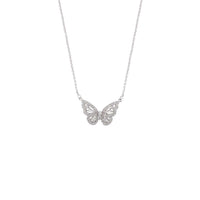 Delicate butterfly cubic zirconia pendant necklace with rhodium plated adjustable chain