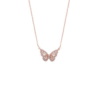 Butterfly cubic zirconia pendant on rosegold adjustable chain necklace