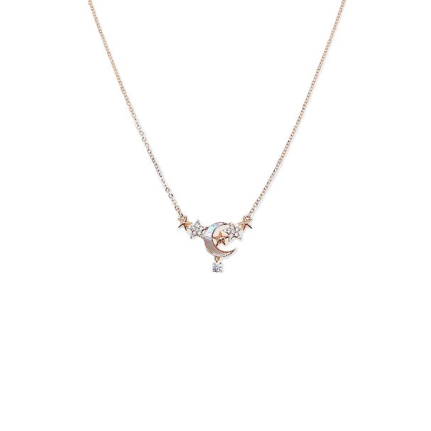 Moon and Star Cubic Zirconia Necklace