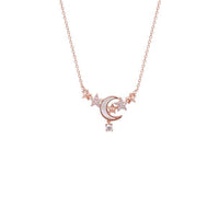 Moon and Star Cubic Zirconia Necklace with mother of pearl and rosegold chain