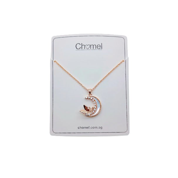 Moon and Butterfly Cubic Zirconia Necklace - CHOMEL