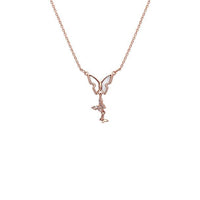 Butterfly mother of pearl necklace with cubic zirconia and rosegold plating on adjustable chain