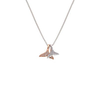 Dual-colour mermaid tail cubic zirconia necklace with rhodium and rosegold finish on adjustable chain